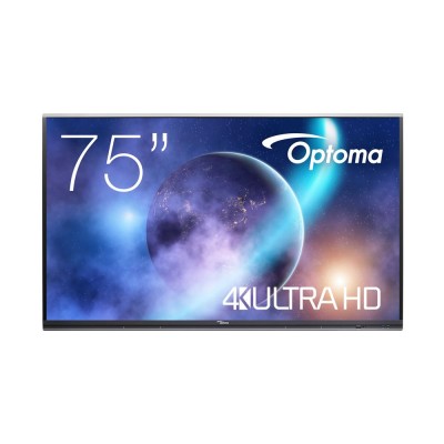 Optoma 5752RK+ Panel plano interactivo 190,5 cm (75") LED 400 cd  m² 4K Ultra HD Negro Pantalla táctil Procesador incorporado A