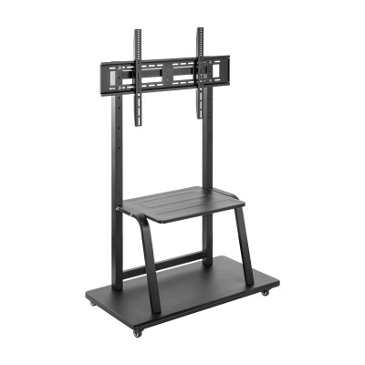 AISENS Soporte de suelo ECO con ruedas, bandeja para DVD para MonitorTV 150Kg de 37-100, Negro