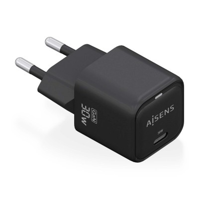 AISENS Cargador Gan 30W, 1xUSB-C PD3.0 QD4.0, Negro