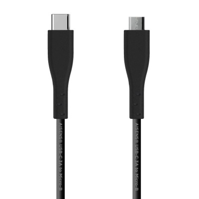 AISENS Cable USB 2.0 3A, tipo USB CM - micro BM, Negro, 1.0 m