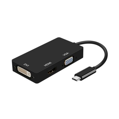 AISENS Conversor USB-C A DVIHDMIVGA, USB-CM-DVIH-HDMIH-VGAH, Negro, 15cm