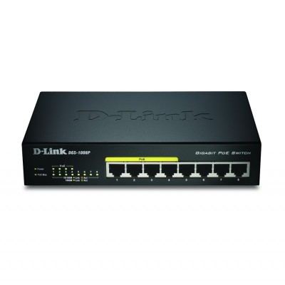 D-Link DGS-1008PE switch No administrado L2 Energía sobre Ethernet (PoE) Negro