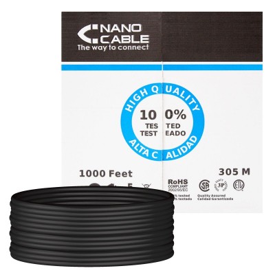 Nanocable 10.20.0504-EXT-BK cable de red Negro 305 m Cat6 UUTP (UTP)