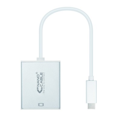 Nanocable Conversor USB-C a VGA. USB-CM-VGAH, Aluminio 10 cm