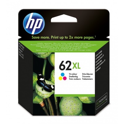 HP Cartucho de tinta original 62XL de alta capacidad tricolor