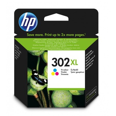 HP Cartucho de tinta original 302XL de alta capacidad tricolor