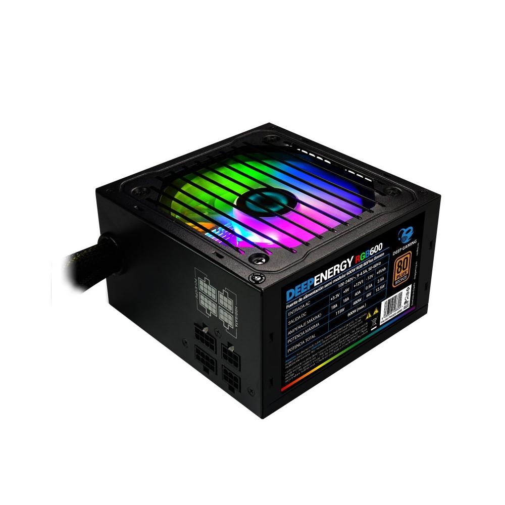 CoolBox DeepEnergy RGB600 unidad de fuente de alimentación 600 W ATX Negro