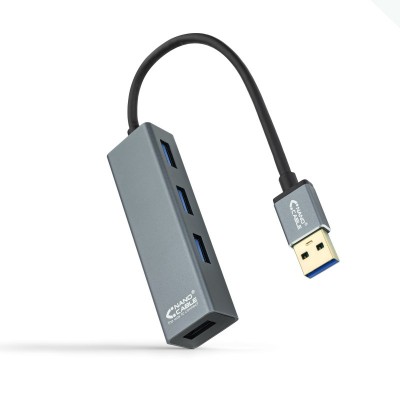 Nanocable USB 3.0 4xUSB3.0. USB-AM-USB 3.0H, Gris, 10 cm